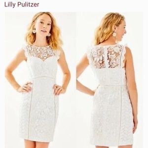 NWT Lilly Pulitzer White Lace Cap-Sleeve Sheath Dress